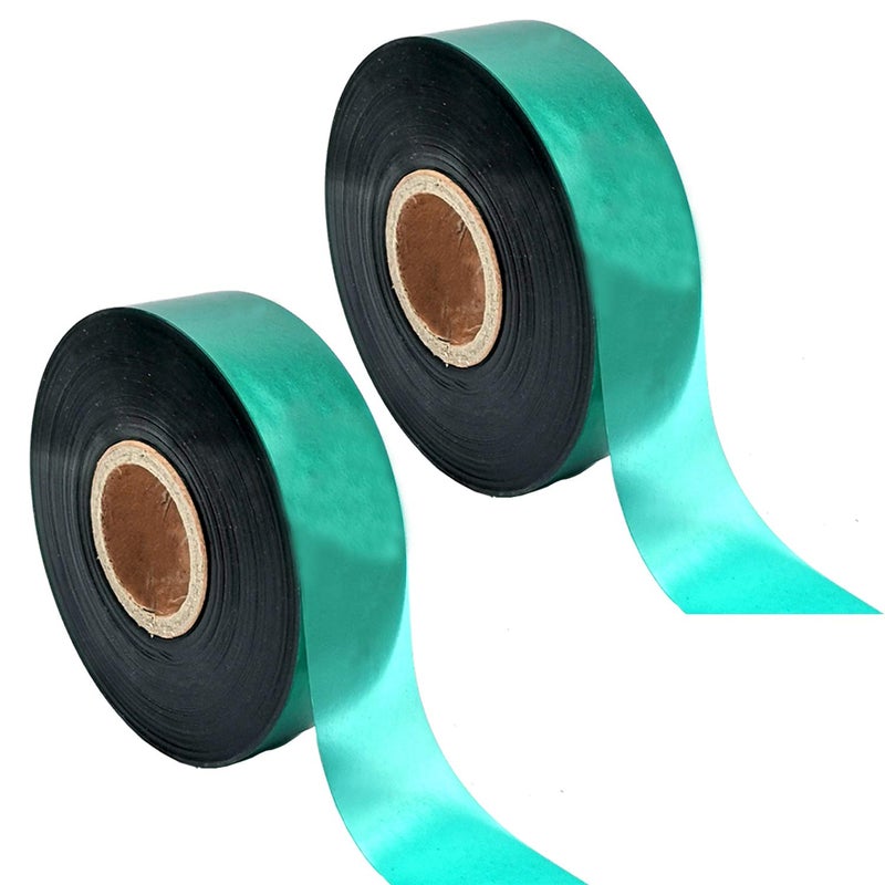 Medoore 2 Rolls Stretch Tie Tape Garden Tie Tape Thick Plant Ribbon Garden Green Vinyl Stake for Indoor Outdoor Patio Plant Use, 1 Inch Wide by 150 Feet Long - Image 1